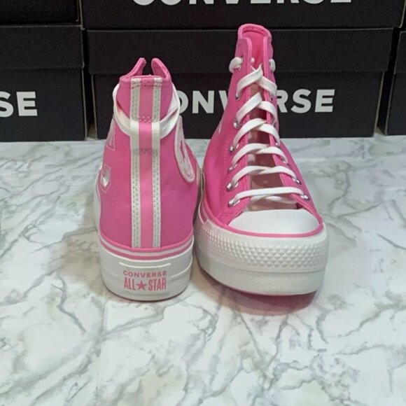 CONVERSE All Star Lift Platform High Top Retro Varsity Pink Women's 8.5 Barbie - Picture 3 of 7